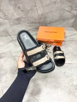 _LOUIS_VUITTON_PREMIUM_LUXURY_QUALITY_MULE_BLACK_FRONT_EMBROIDERY_BRANDING
